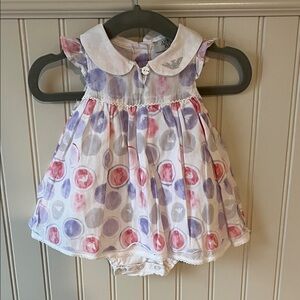 Armani Baby Pink & Lavender Polka Dot Cotton Dress